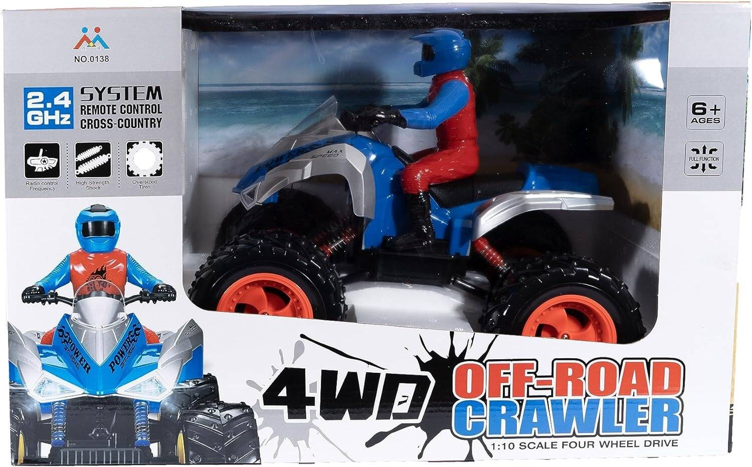 Merriboy Off-Road Red/Blue Crawler Full-Function RC Remote Control ATV Car, 110 Scale for 6+ years Kids and Adults