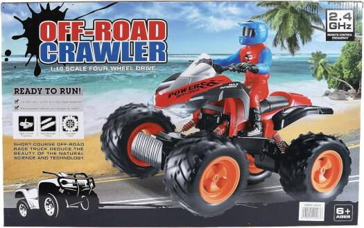 Merriboy Off-Road Red/Blue Crawler Full-Function RC Remote Control ATV Car, 110 Scale for 6+ years Kids and Adults