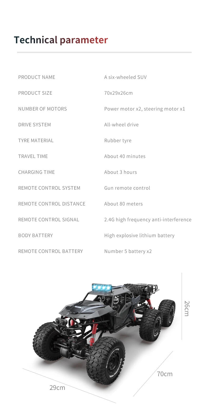 RC Car 6WD Alloy Rc Climbing Car High Speed Vehicle 6WD Remote Control Racing Car